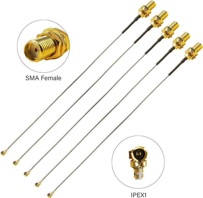 Rydocyee IPEX U.FL to SMA Female Cable 6 Inches RG178 WiFi Pigtail Coaxial Cable Connecting SMA Antenna to 4G 5G Router, Modem, MiFi Hotspot, Mini PCIE Wireless Card, WiFi Motherboard - 5 Pack - Image 2